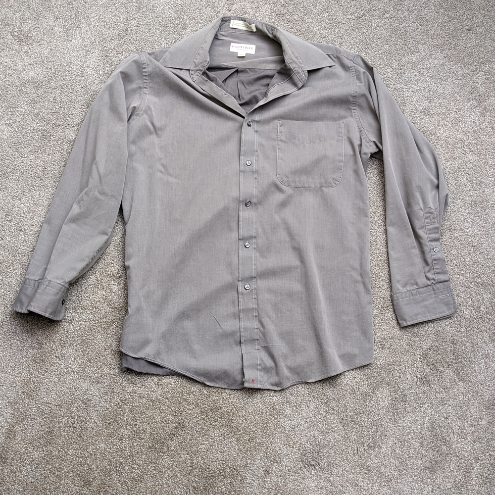 Gray Casual Button Down Shirt with Classic Collar